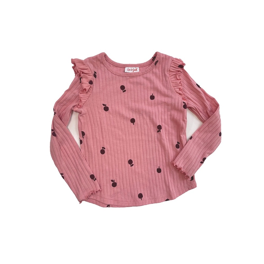 SOLD - Cat & Jack Ribbed Apple Long Sleeve Top 5t
